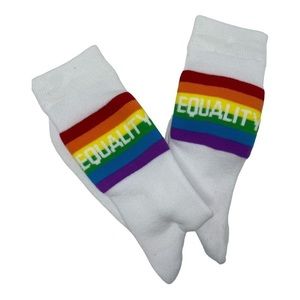 Shop Sock Talk Women's Rainbow Pride “EQUALITY” Festival Crew Socks NEW